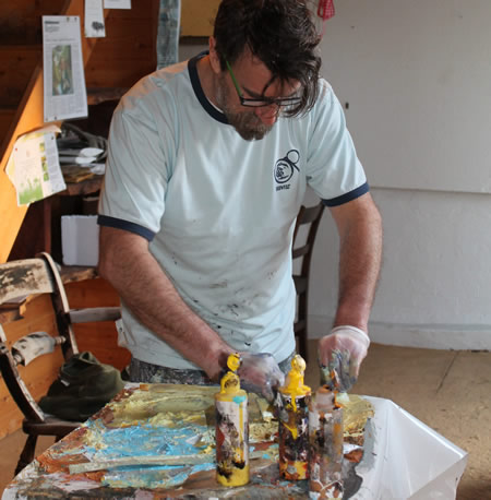 at work in the barn studio art